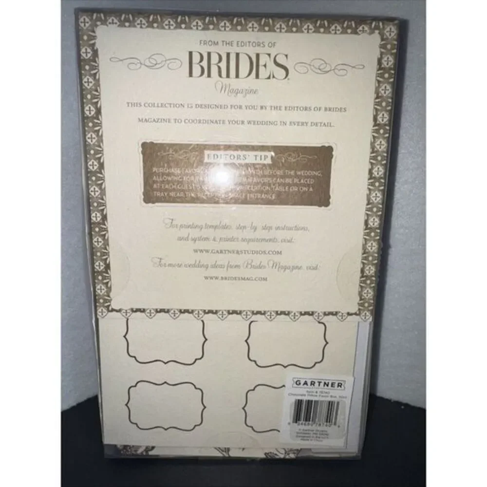 Printable Favor Boxes Chocolate Pillow- Gartner Studios Brides Magazine 50 Count